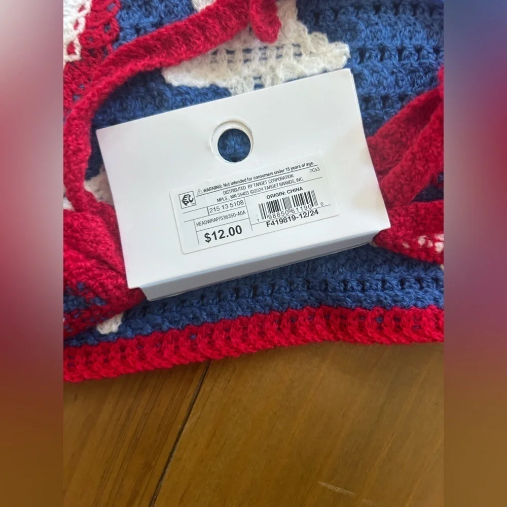 NWT Wild Fable Blue and Red Star Bandana with White Bow Set